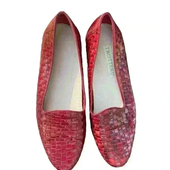 Trotters Women Liz Loafer Size 8.5 M Leather Woven Flats Classic Slip On Career - Picture 2 of 13